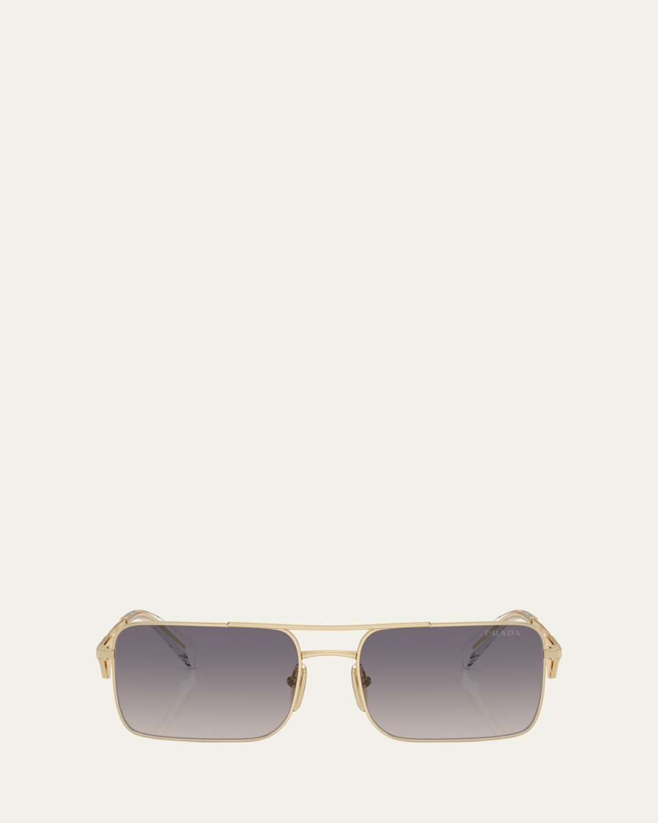 Double-Bridge Metal Square Sunglasses